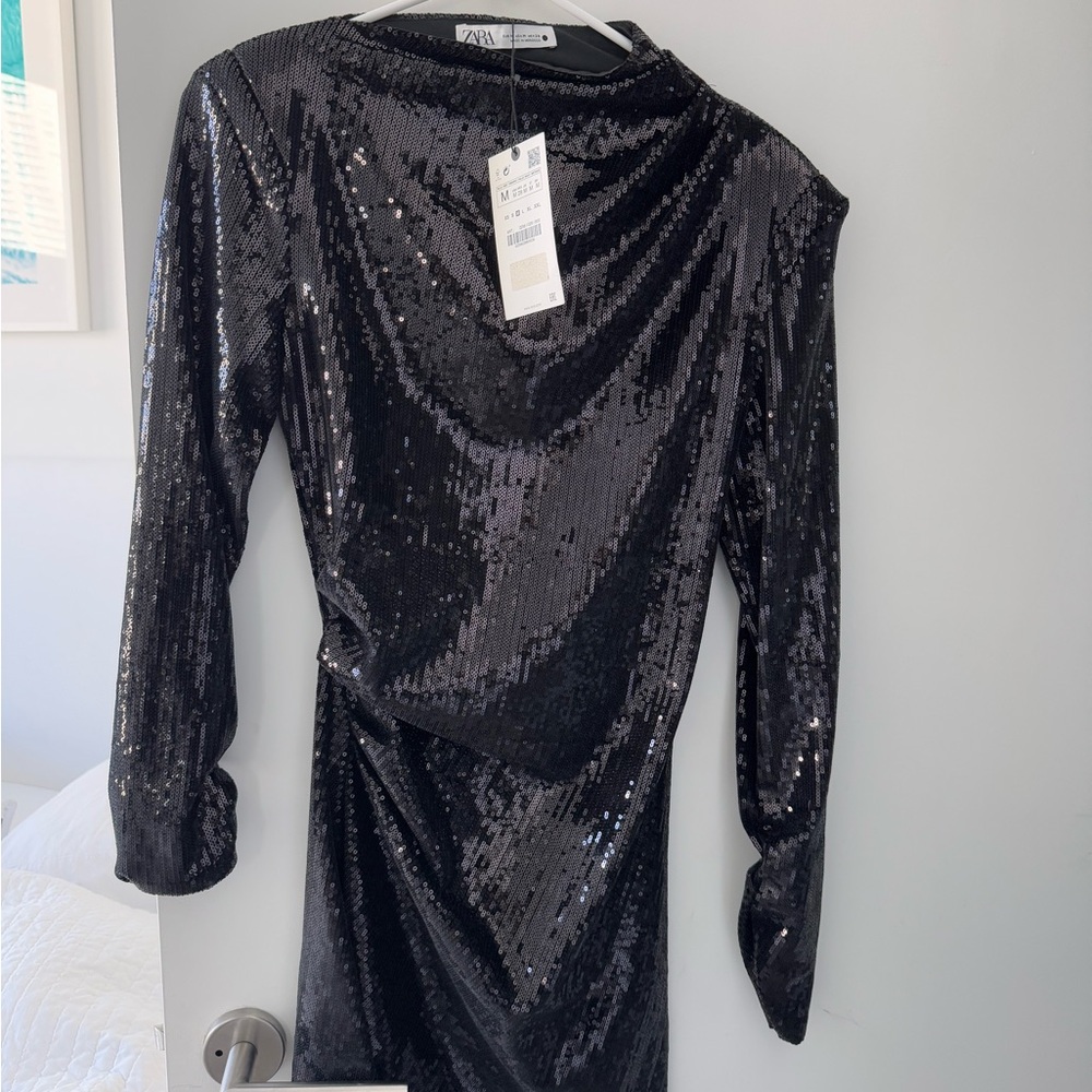 NWT ZARA Black Sequin Dress